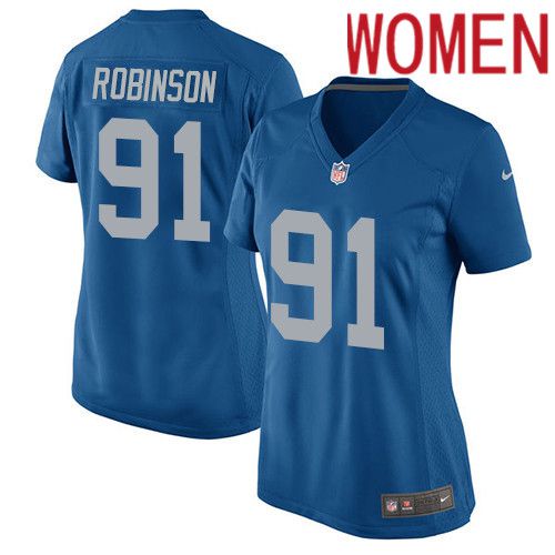 Women Detroit Lions #91 AShawn Robinson Nike Blue Game Alternate Player NFL Jersey->women nfl jersey->Women Jersey